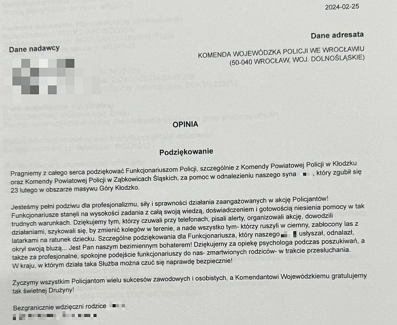 skan maila za podziękowaniami - w załączeniu transkrypcja 
