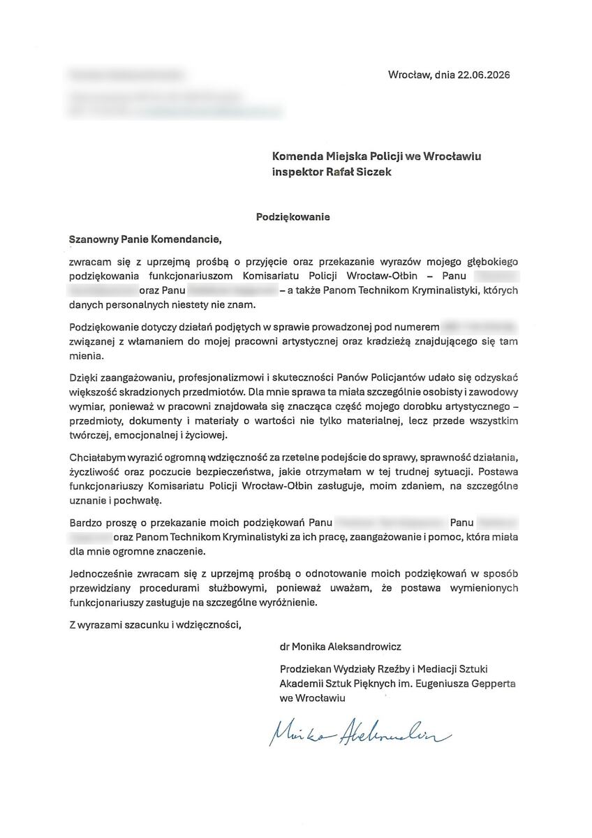 skan podziękowań