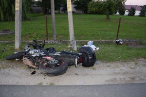 zniszczony podczas wypadku motocykl