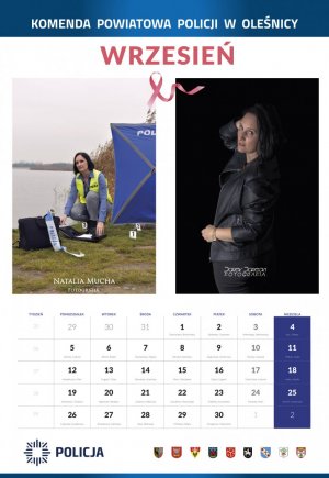 kartka z kalendarza na rok 2021 z policjantkami KPP Oleśnica