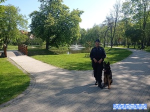 policjantka z psem w parku