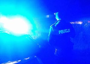 policjanci w świetle policyjnych świateł