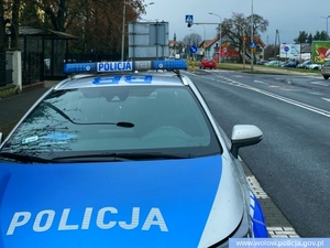 radiowóz stojący przy drodze