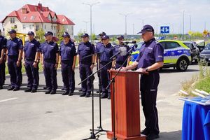 Przemawia Komendant Powiatowy Policji w Polkowicach inspektor Waldemar Cichocki