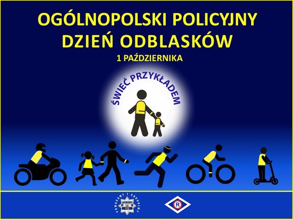 Grafika z napisem ogólnopolski DZIEŃ ODBLASKÓW. Świeć przykładem.