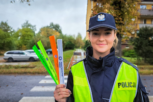 Policjantka z odblaskami