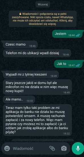 skriny wiadomości na telefonie