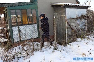 policjanci w mundurach przy altankach, wokoło śnieg