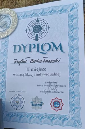 Dyplom dla Rafała Sokołowskiego