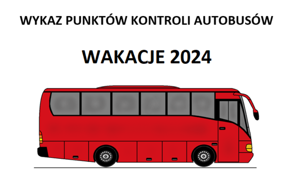 Grafika z autobusem i napisem Wykaz punktów kontroli autobusów 2024
