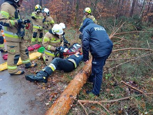 Pożar dużej połaci lasu, ranny strażak oraz poszukiwania osoby zaginionej w lesie.