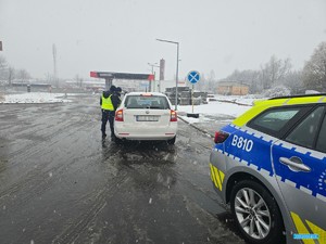 policjanci prowadzą kontrolę kierujących podczas akcji