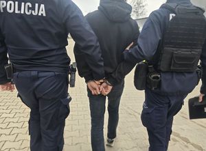 zatrzymany prowadzony przez policjantów