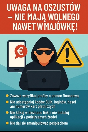 Uwaga na oszustów nie mają wolnego nawet w majówkę