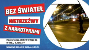 napis: bez świateł, nietrzeźwy z narkotykami
