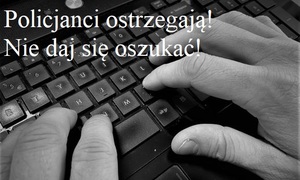 napis policjanci ostrzegają -  nie daj się oszukać