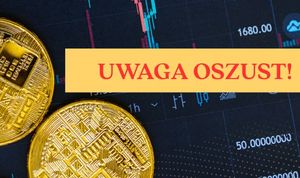 napis uwaga oszust w tle krytowaluty