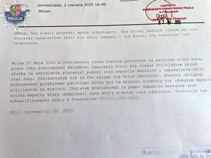treść maila przesłanego do policji w sprawie potrącenia