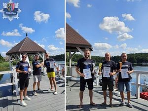 policjant podczas zawódów w nurkowaniu