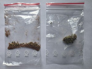marihuana w dwóch woreczkach strunowych