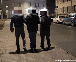 zatrzymany prowadzony przez policjantów