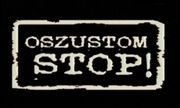 grafika z napisem oszustom stop