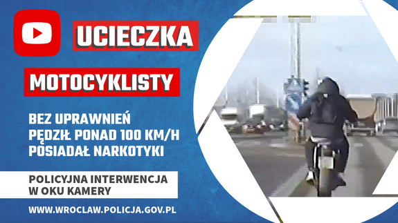 mężczyzna na motorze - napis ucieczka na motorze