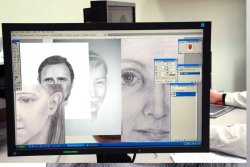 Ekran monitora przedstawiający wyświetlone portrety w programie narzędziowym
