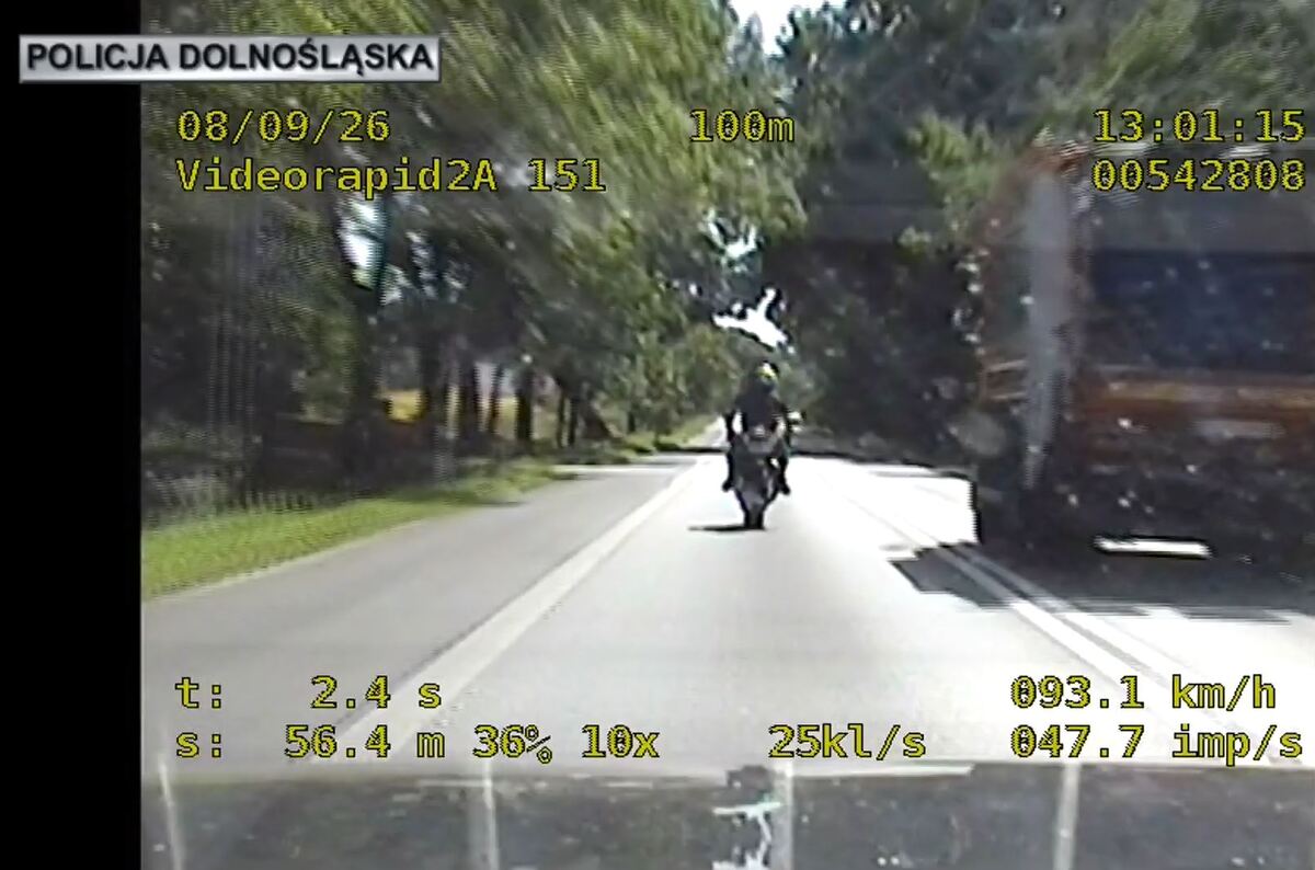 157 km/h w obszarze zabudowanym, jazda na jednym kole i szereg niebezpiecznych manewrów. Motocyklista stracił prawo jazdy